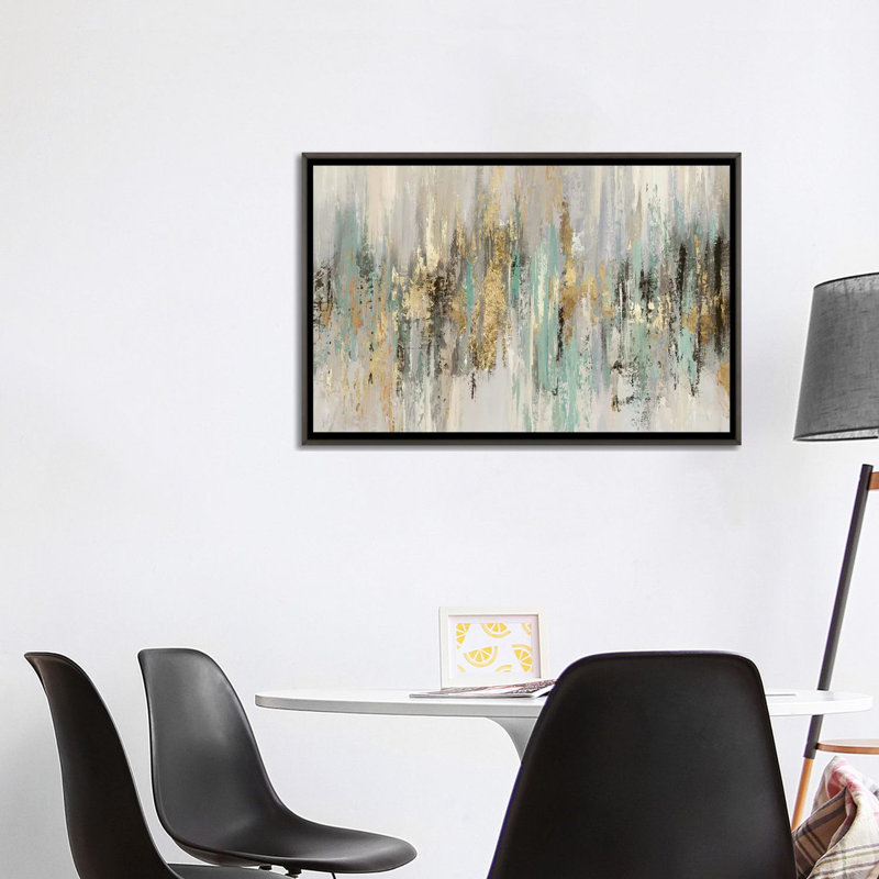 «Dripping Gold I» par Tom Reeves - reproduction imprimée, Toile avec cadre photo, H 26 po x l 40 po, Bois foncé rustique