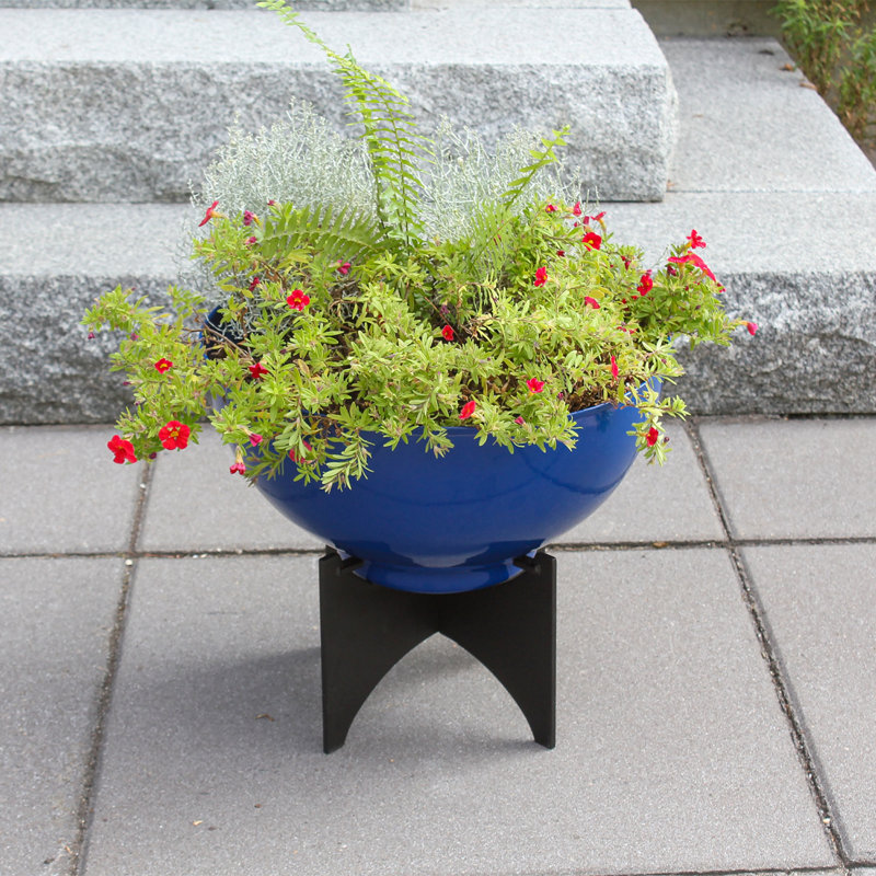 Norma I Metal Pot Planter, 13.75" H x 16" W x 16" D, French Blue