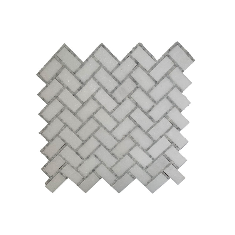 Carreau de mosaïque en marbre à chevrons 1 po x 2 po