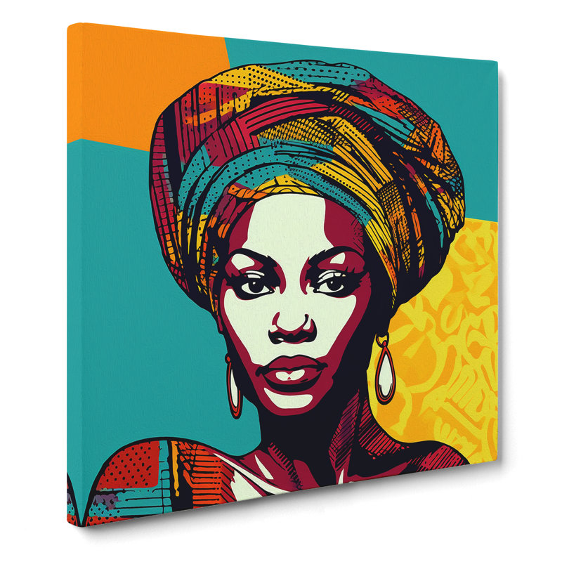 African Woman Pop No.1 - Wrapped Canvas, 50cm H x 50cm W x 3cm D