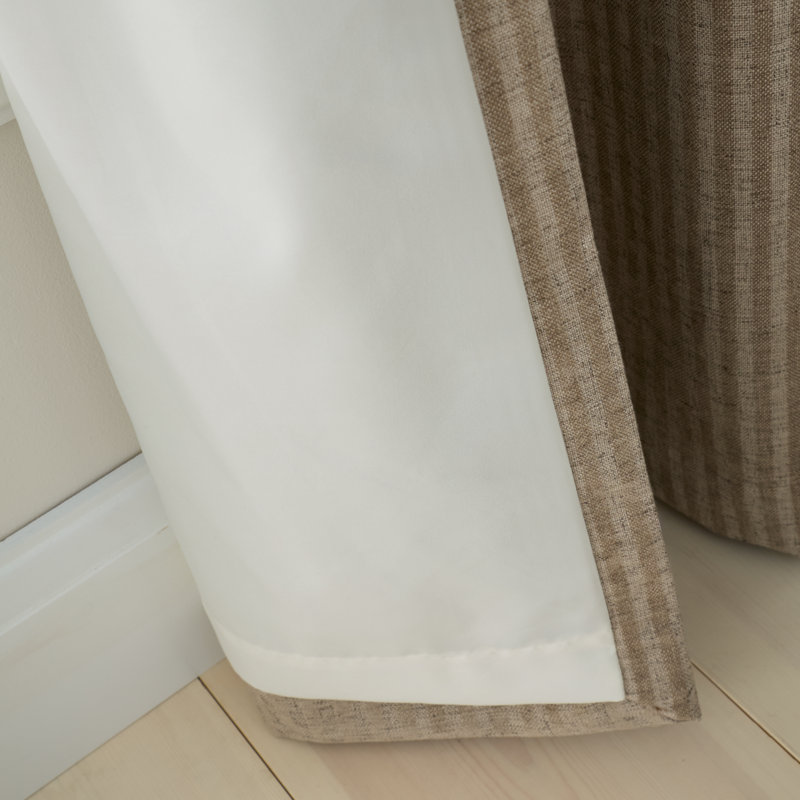 Chenille Stripe Lined Eyelet Curtains, Natural, 46x54 Inch