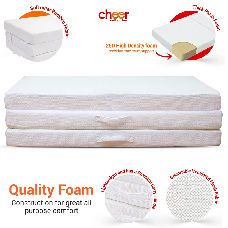 Twin White Foam Trifold Sofa Bed Mattress