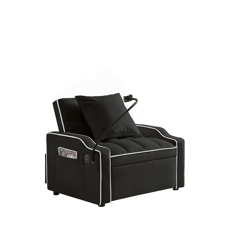 3-In-1 Convertible Sofa Chair Bed With Adjustable Backrest, Phone Holder, USB & Type-C Charging, Ideal For Small Spaces And Multifunctional Use