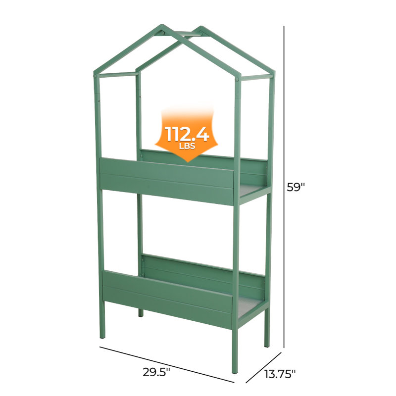 Support à jardin extérieur en acier avec grand rangement, Vert