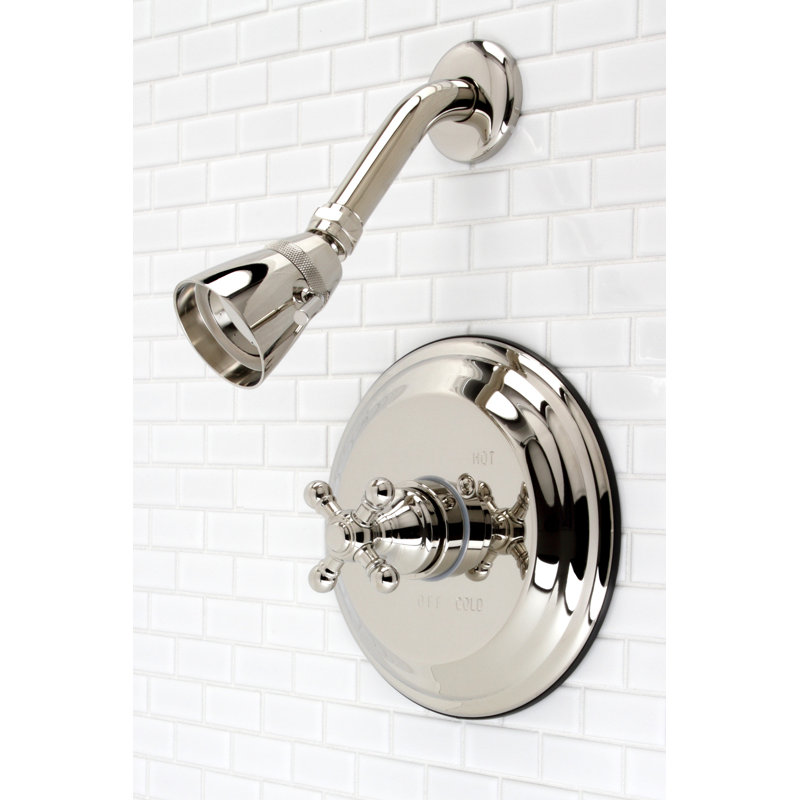 Robinet de douche à pression équilibrée à poignée simple Kingston Brass Metropolitan, Nickel poli