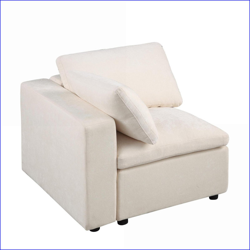 Canapé modulaire modulaire en chenille beige faisant face à la droite pour le salon | Beige | Tissu, Orienté à droite