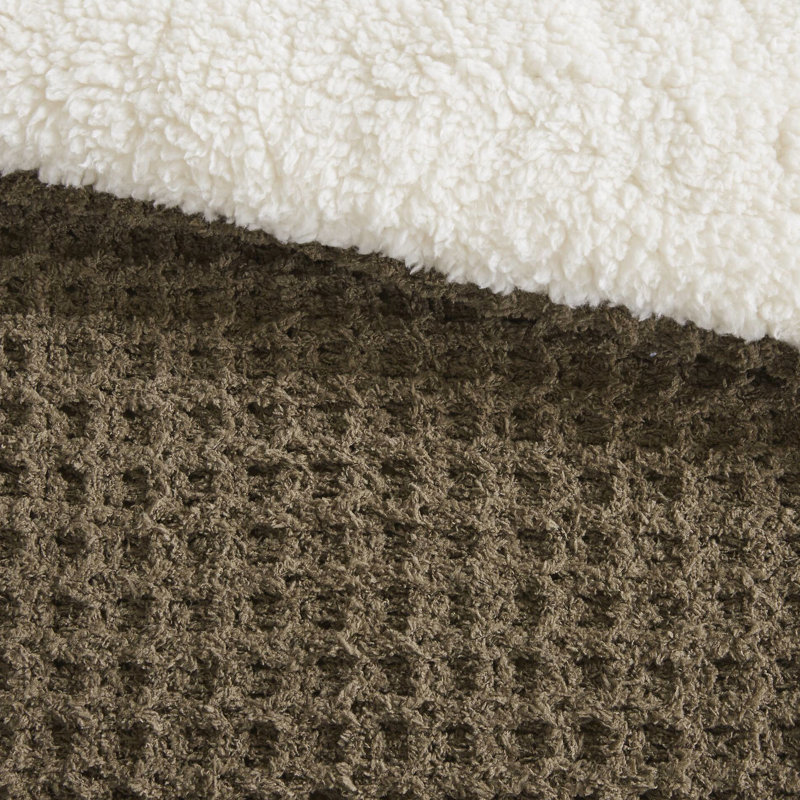 Waffle Texture Chenille Comforter Full/Queen - 100% Reversible Cozy And Soft, Full Comforter + 2 Standard Shams