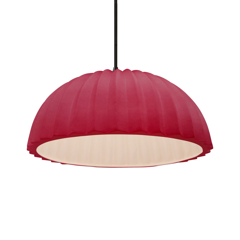 Radiance - Luminaire suspendu dôme plissé 1 lumière - Cerise - Noir mat - Ampoule remplaçable - Cordon noir, Cerise, Non
