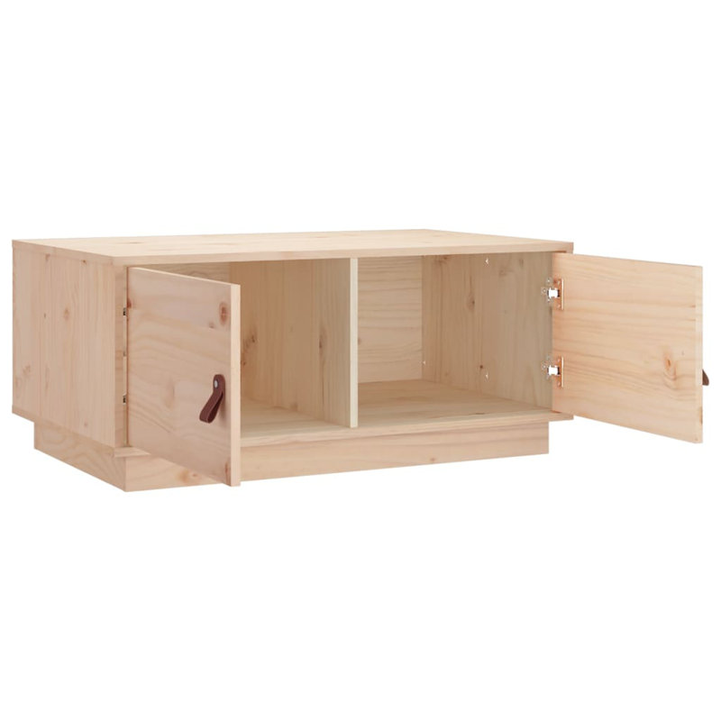 Kyel Solid Wood Block Coffee Table with Storage, Natural