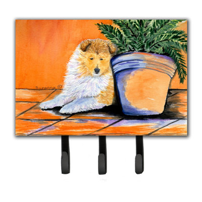 Porte-laisse sheltie et crochet à clé