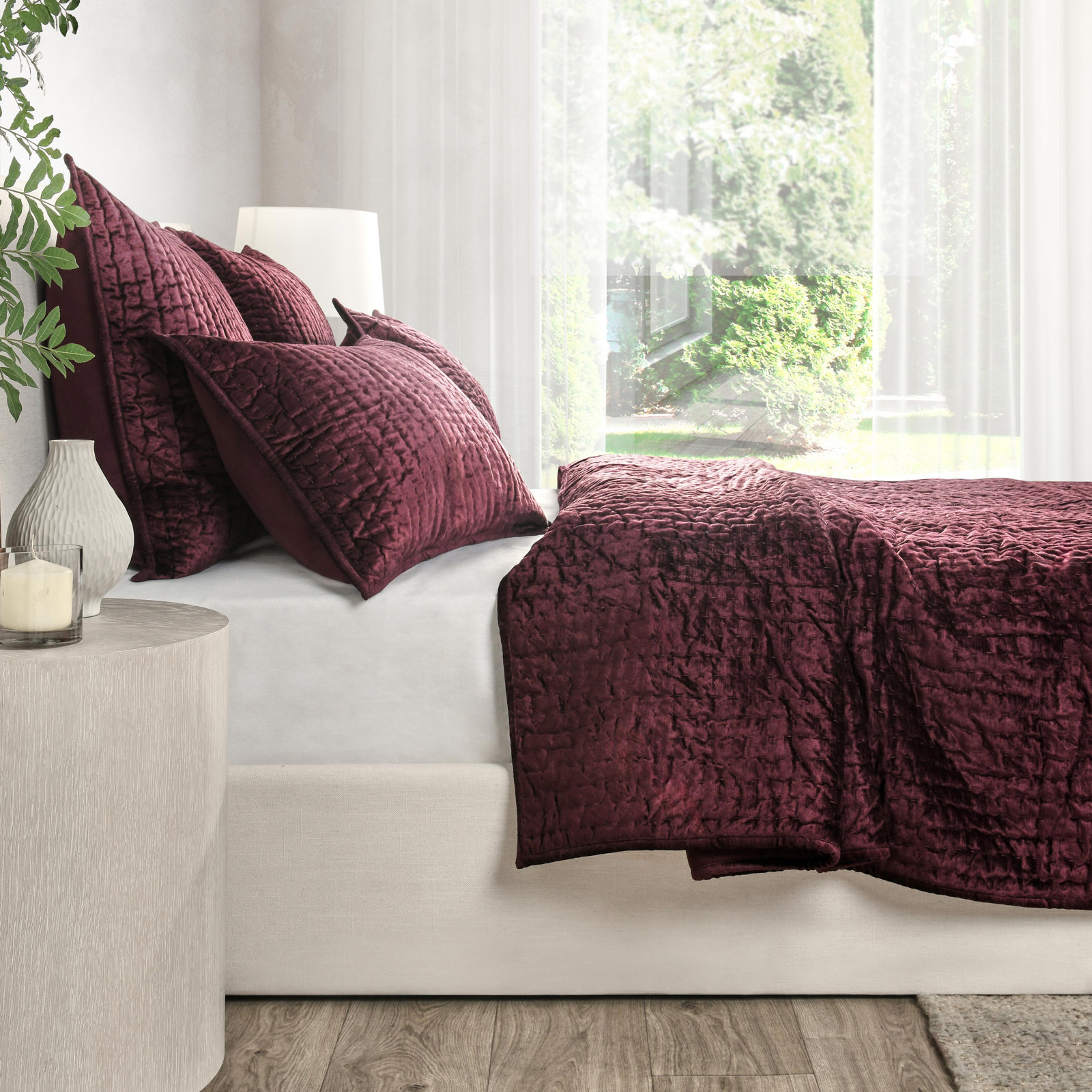 Tasmin Velvet Quilt, Queen Quilt, Port