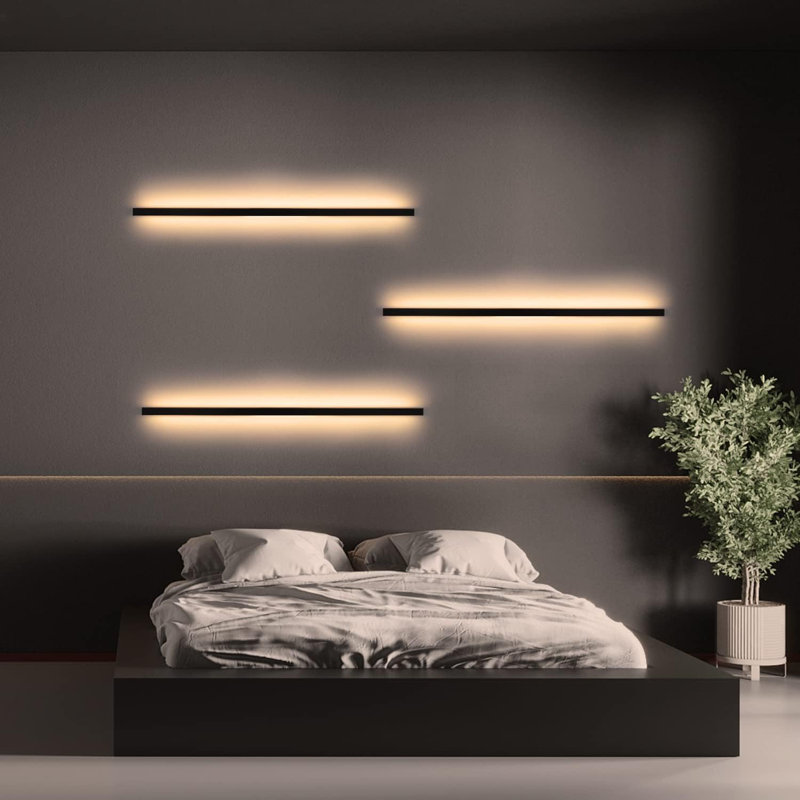 Danazia Black LED Flush Mounted Sconce, 100cm, 3000K