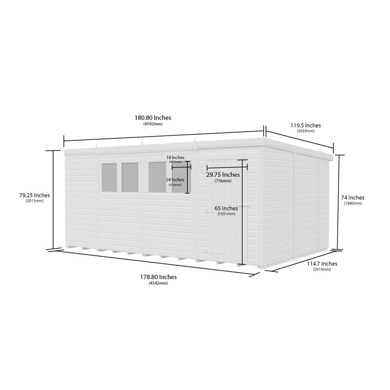 15x10 Pent Composite Shed