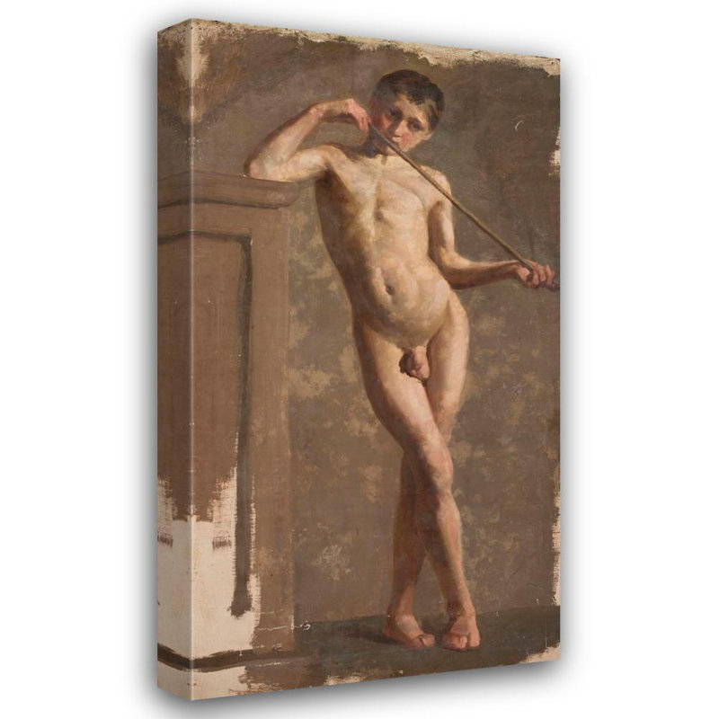 "Nude d'un garçon debout" par Kazimierz Alchimowicz - Toile tendue avec châssis, H 40 po x l 28 po