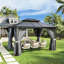 Pavillon de jardin permanent en aluminium avec double toit-138525291