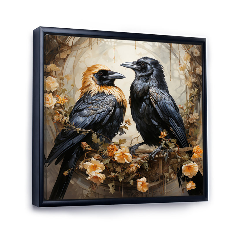 " Crow Golden Regency II ", Black Floater Framed, 24" H x 24" W x 1" D