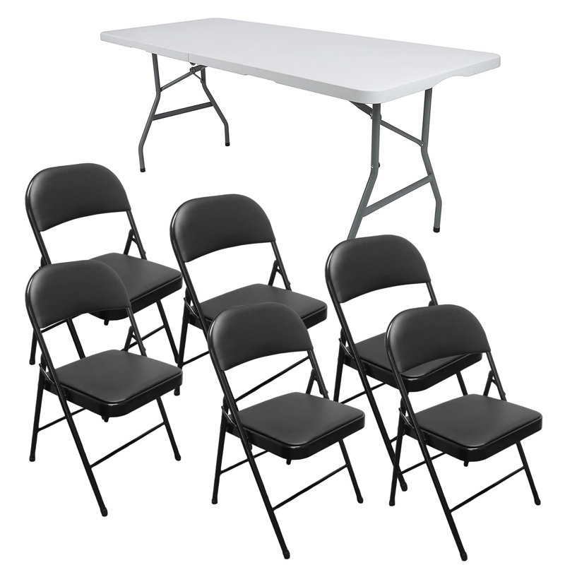 ROYALFORD Heavy Duty Pack Folding Padded Chair with 6ft Heavy Duty Folding Table - Portable & Compact Foldable Table - Outdoor & Indoor Home Office Dining