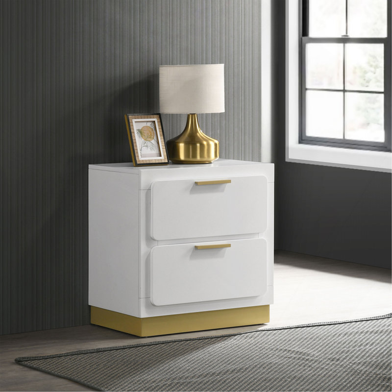Sophia White 2-Drawer Nightstand, White