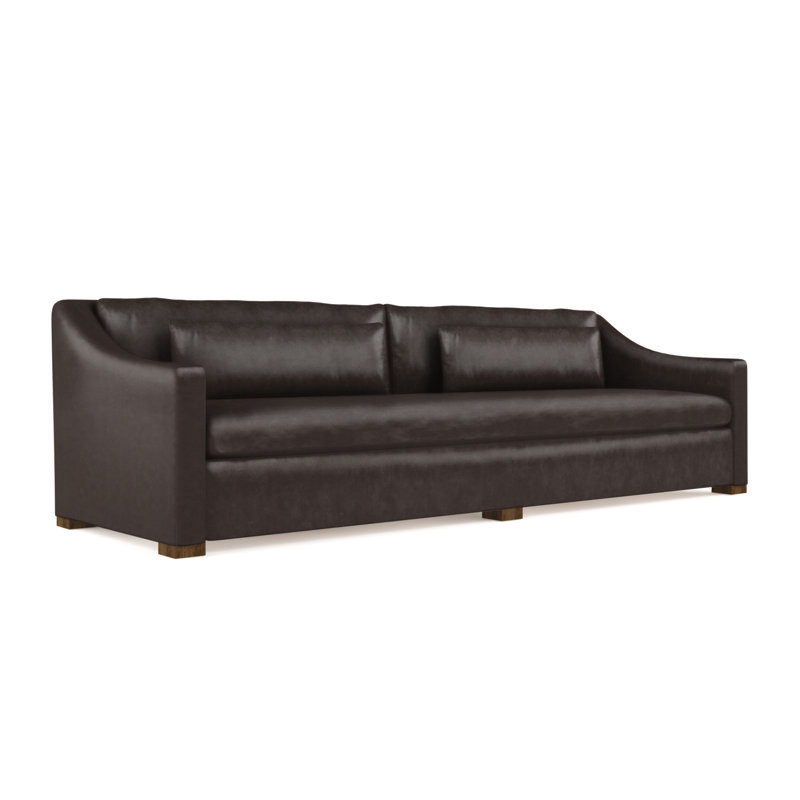 Crosby Slope Arm Sofa, 32.5" H x 108" W x 43" D, Dark Brown, Plush Velvet Blanc