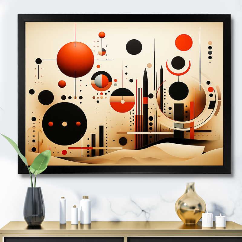 «Echoing Ellipse Beige», art mural géométrique, H 16 po x l 32 po x P 1 po, Cadre d'angle fermé noir