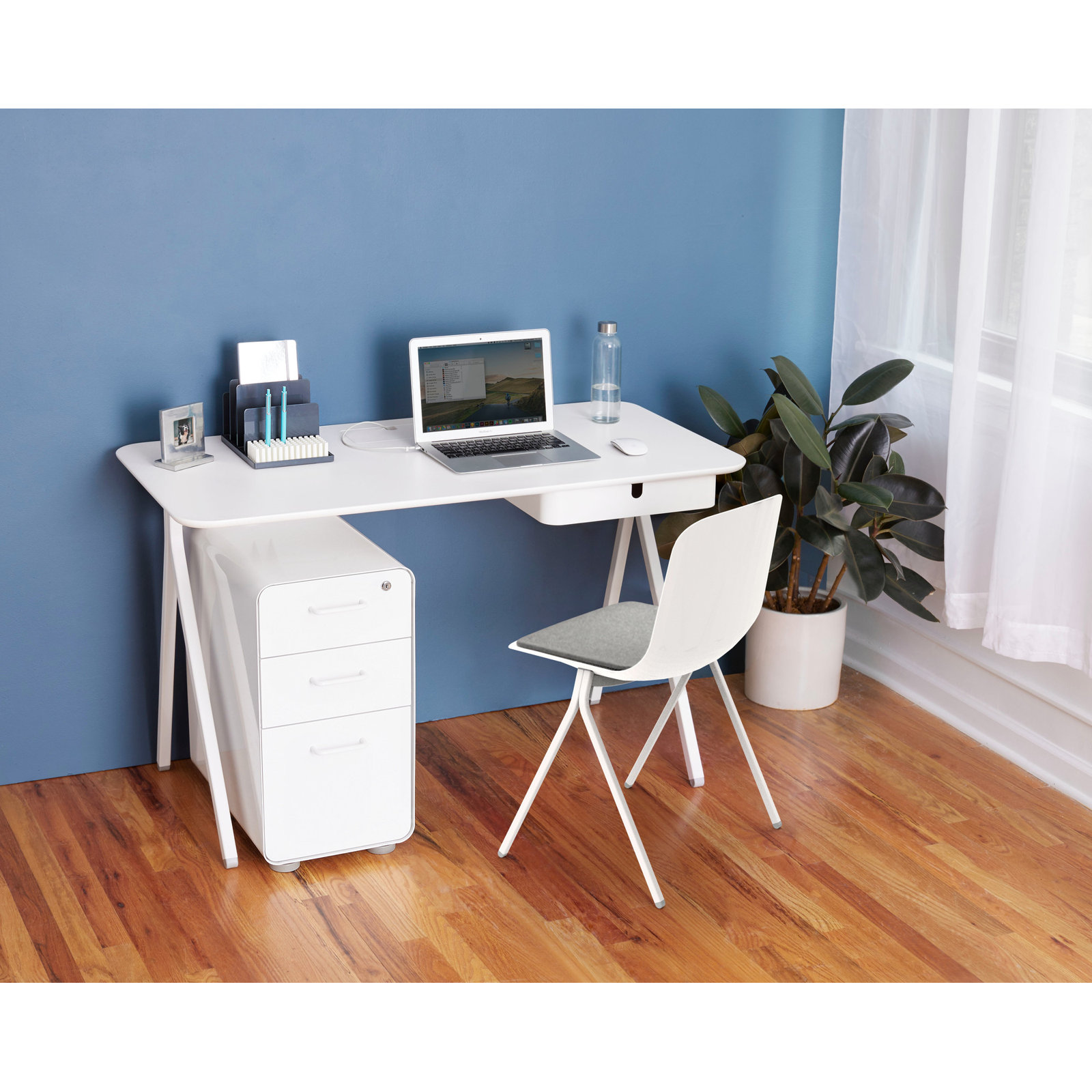 Slim Stow Filing Cabinet, White, Without Caster