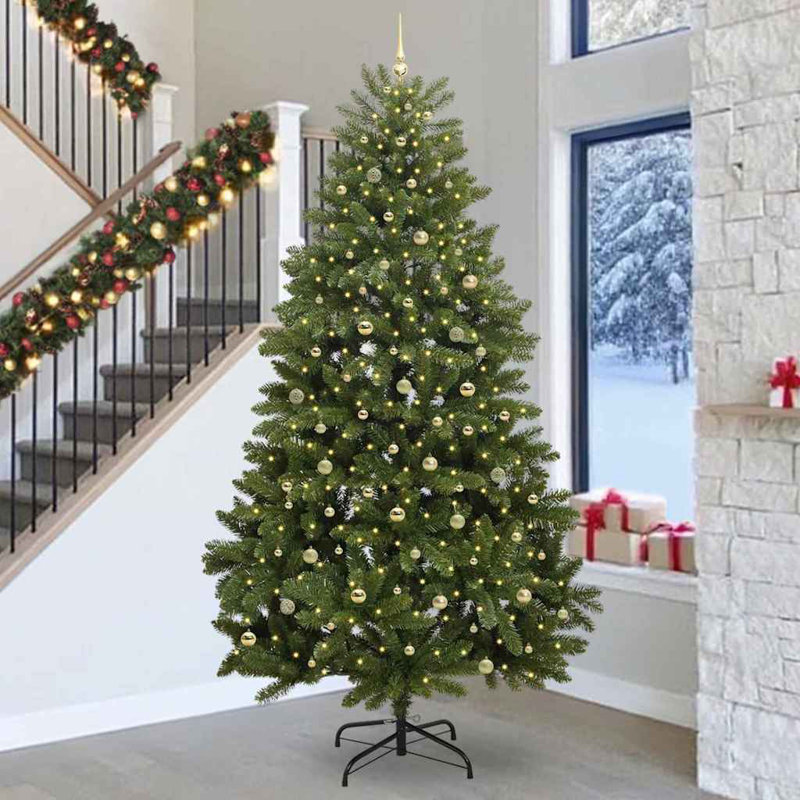 Artificial Christmas Tree with Stand Green PVC and Metal, 9.84 ft