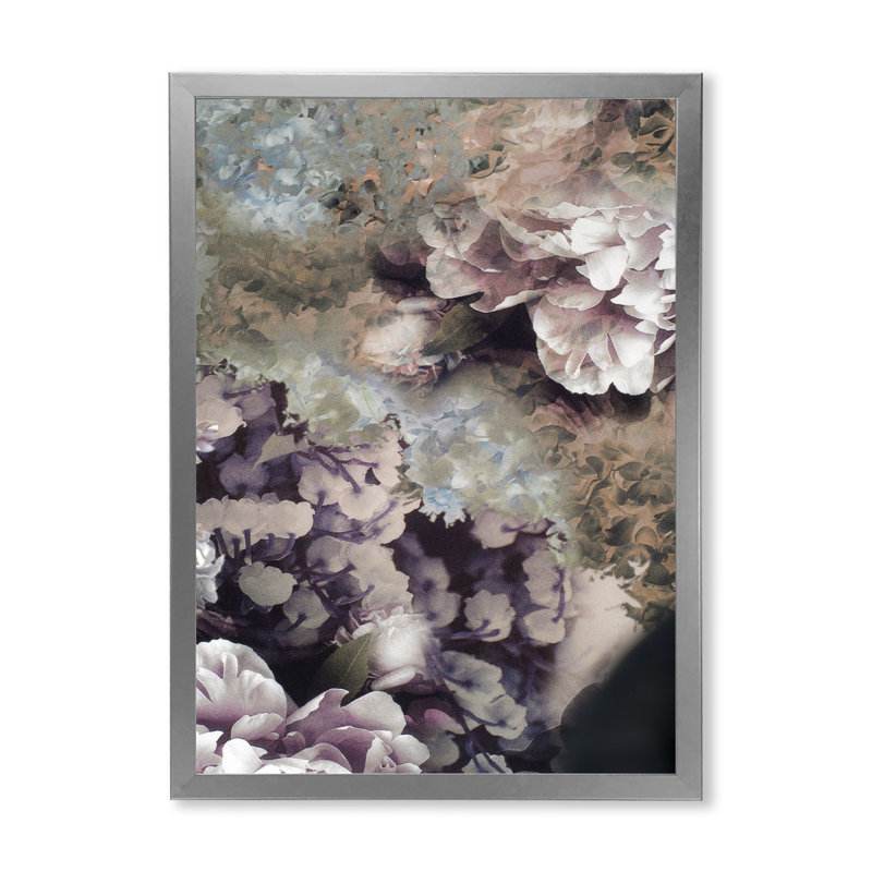 «Grunge Silk Nature Flower II», reproduction d'art sur toile, H 12 po x l 8 po x P 1 po, Cadre photo argenté