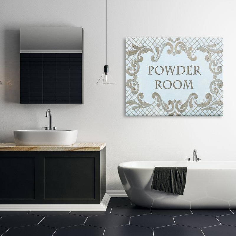Salle de bain en treillis Poudre Aqua et Gold, Plaque murale, L 36 po x H 48 po
