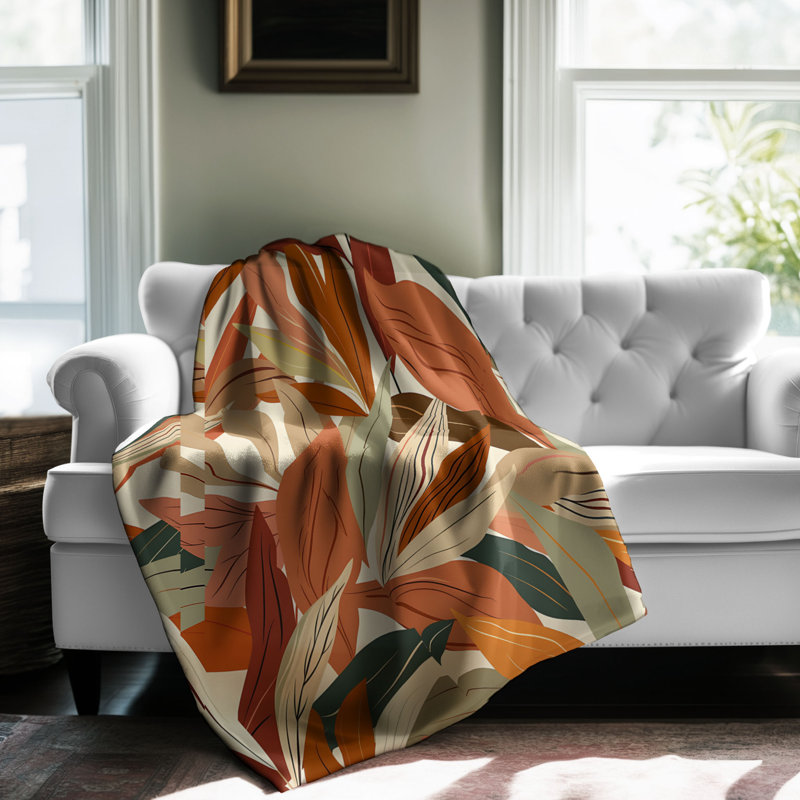 Rustic Retro Leaf Trio - 1 pièce Sherpa Premium, Grand lit