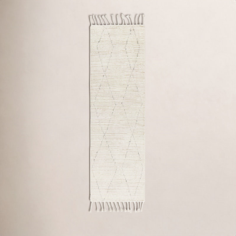 Talon Hand Knotted Wool Geometric Indoor Rug, Runner 3' x 12'