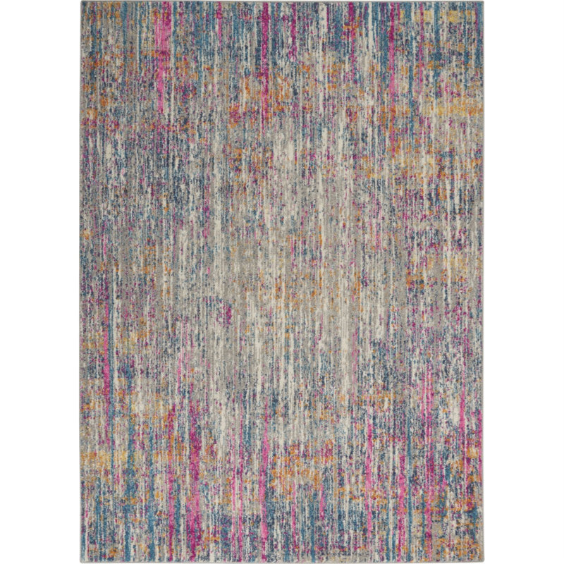 Tapis fuchsia / bleu à motif abstrait Harrower, Tapis de couloir 1 pi 10 po x 6 pi