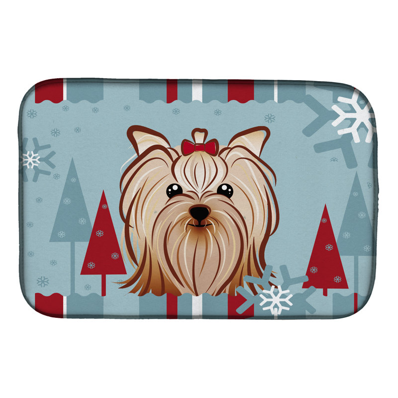 Tapis de séchage terrier yorkie yorkishire winter fêtes