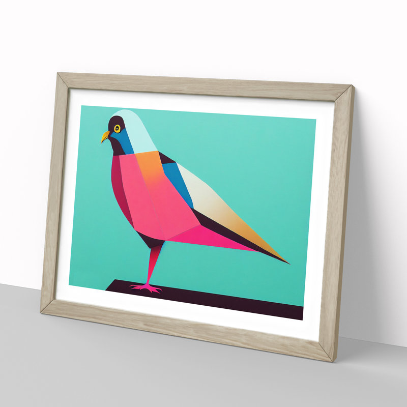 Abstract Pigeon Bird Vol.2 - Framed Print, 25cm H x 34cm W x 2cm D, Oak
