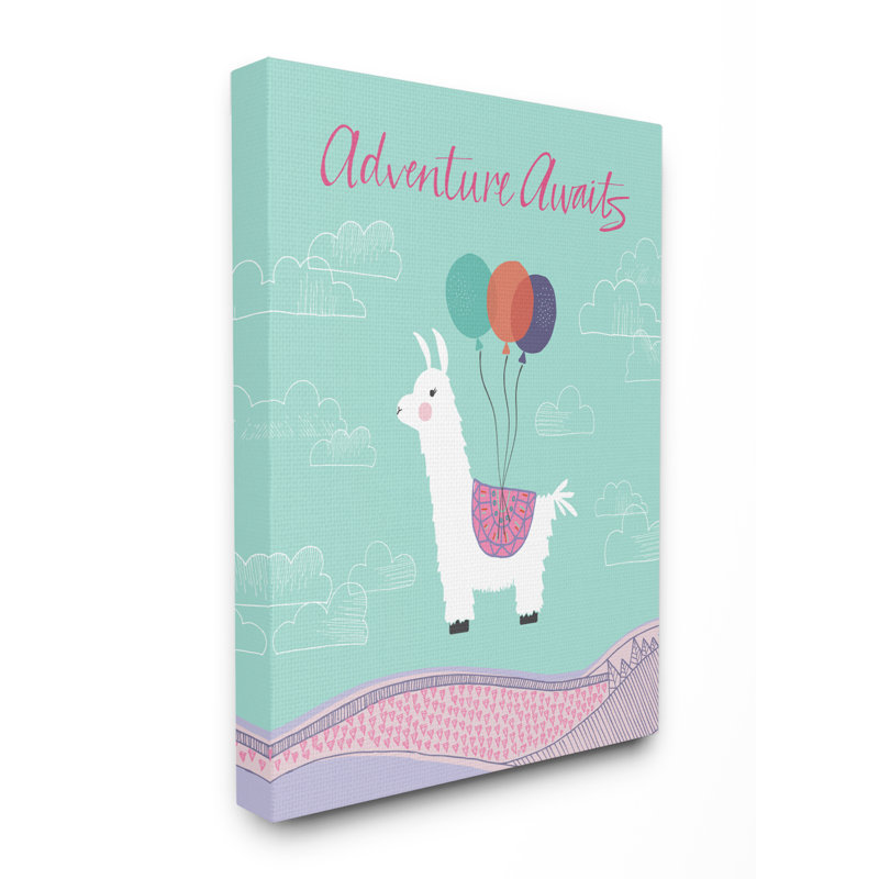 «Adventure Awaits Llama with Ballons» de Severus, impression, Toile tendue, H 40 po x l 30 po x P 1,5 po