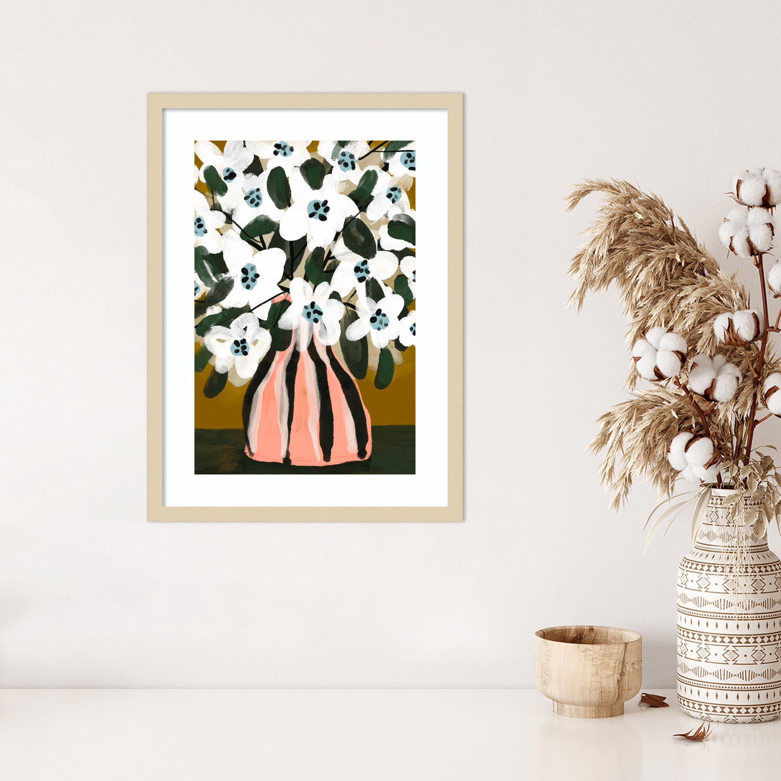 Pastel Flower Impression No 9 by Treechild Wood Framed Wall Art Print, Brown, 25" H x 19" W