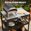 Chariot-grill d'extérieur de 35 pouces avec plateau en acier inoxydable, table de four à pizza à 3 niveaux et poste de travail roulant avec tablette centrale réglable pour cuisine extérieure et barbecue FEASTO