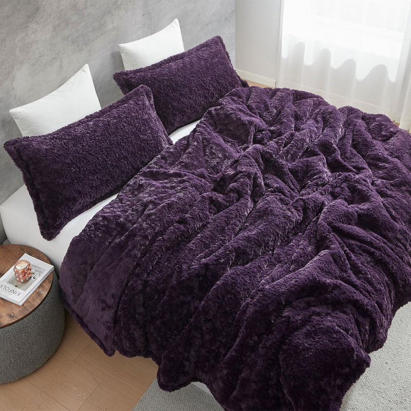 Coma Inducer Wriggle With It Dark Purple Oversized Comforter Set, King Comforter + 2 King Shams