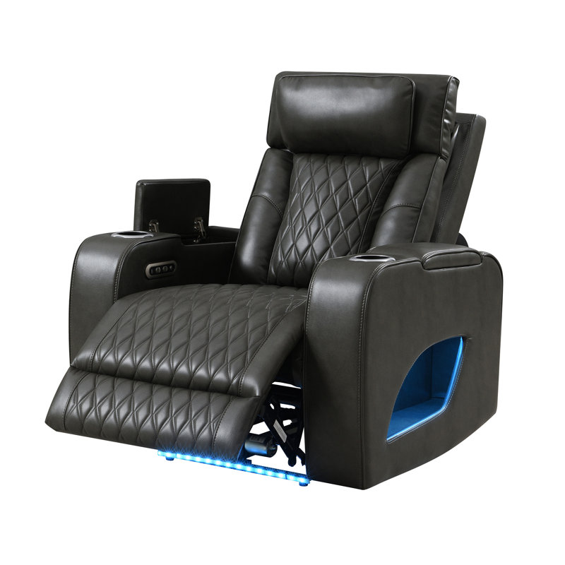 Fauteuil inclinable électrique en cuir synthétique gris foncé Taddeo