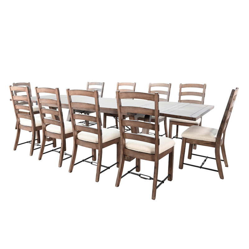  Yellowstone Folding Leaf Extension Dining Set, 11 Pieces: Table, 10 Chairs
