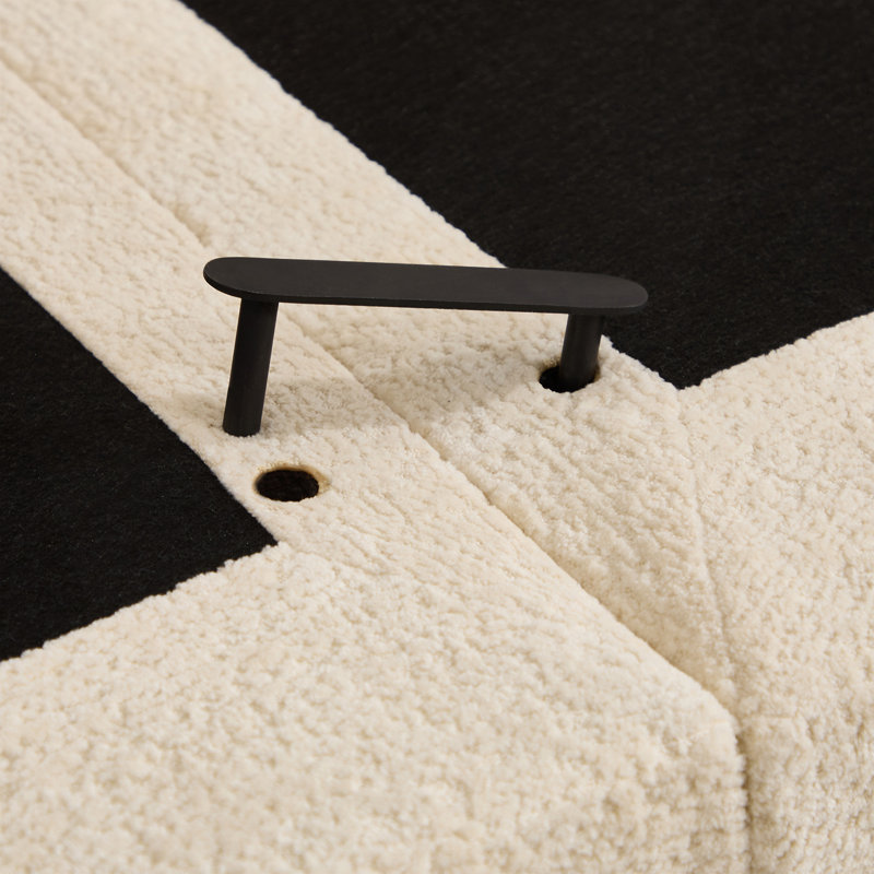 Canapé en chenille avec repose-pieds et coussins, Beige Chenille