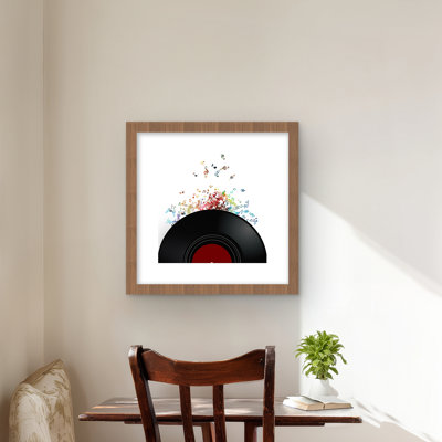 Notes Escaping from a Vinyl Record - Framed Matted Print