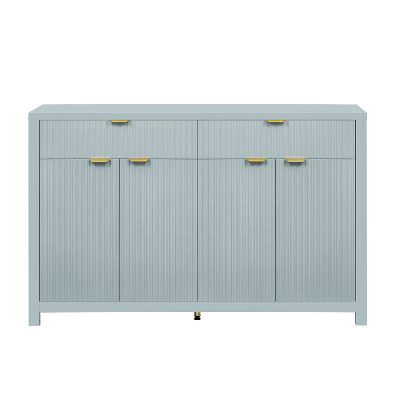 Armoire de style scandinave avec poignées en aluminium, Cyan