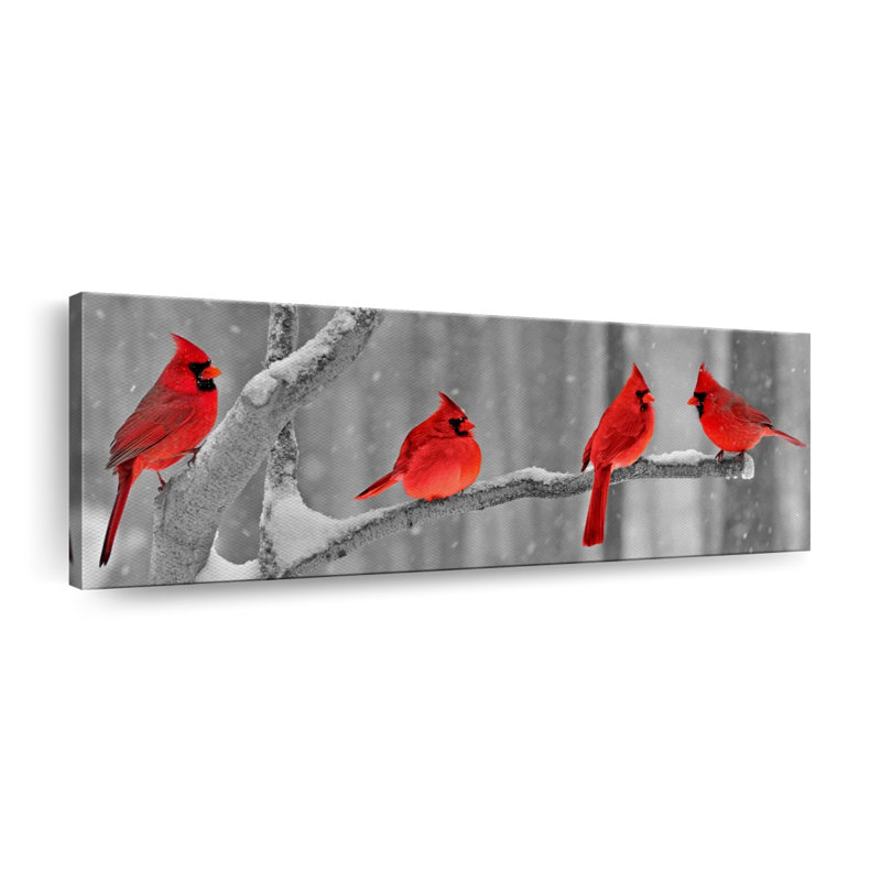 " Cardinal Birds Canvas Print ", 8" H x 24" W x 1" D