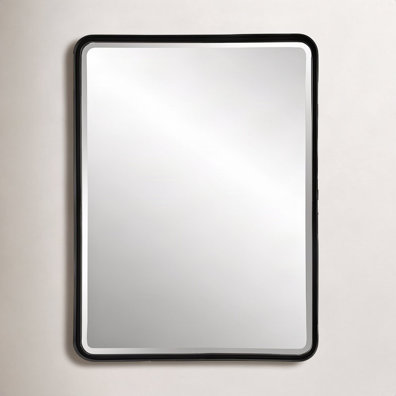 Rylie Metal Rectangle Wall Mirror, Black, 40" x 30"