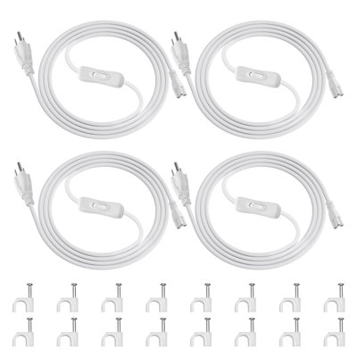 Barrina T8 Tx-s 6ft Power Cord With On/off Switch, 3 Prong Plug, Female End, Power Cable With Us Plug For Shop Light/grow Light Fixtures, 4 Packs