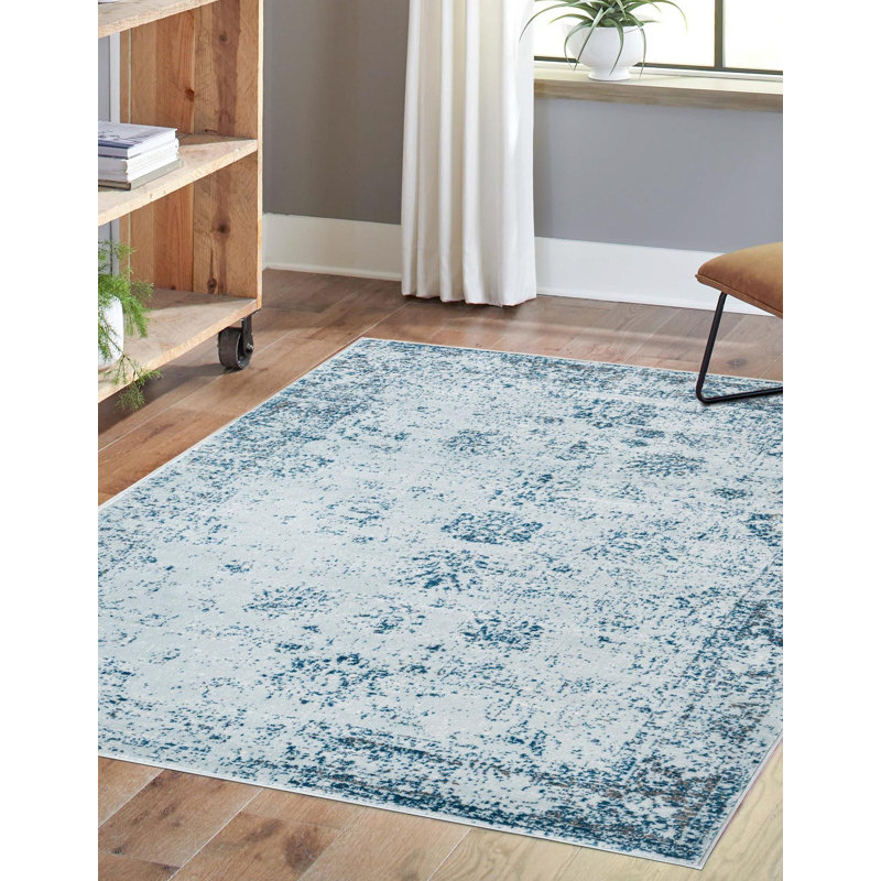 Tapis Brandt, Non, Bleu clair / Bleu marine, Rectangle 3 pi 3 po x 5 pi 3 po