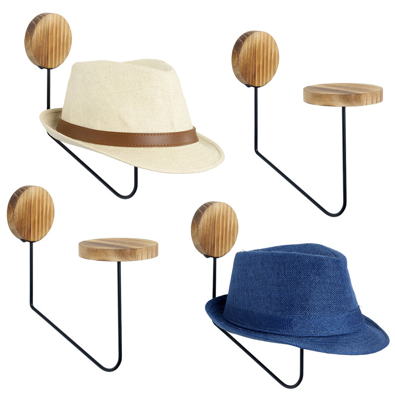 Wall Mounted Hat Rack in Black/Brown