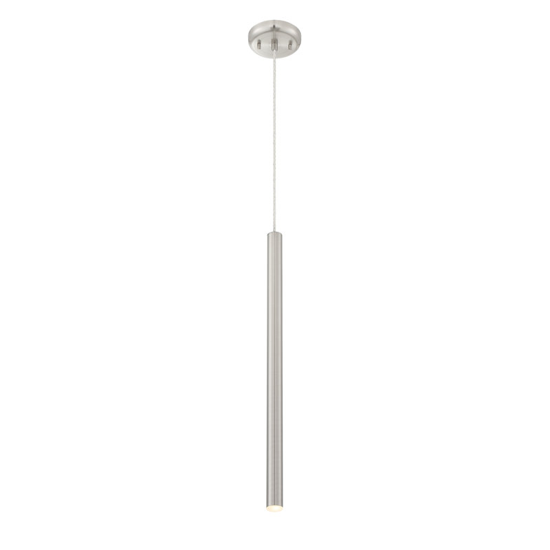Bowning 1 - Light LED Single Pendant, Stain Nickel, 24" H x 4.75" W x 4.75" D