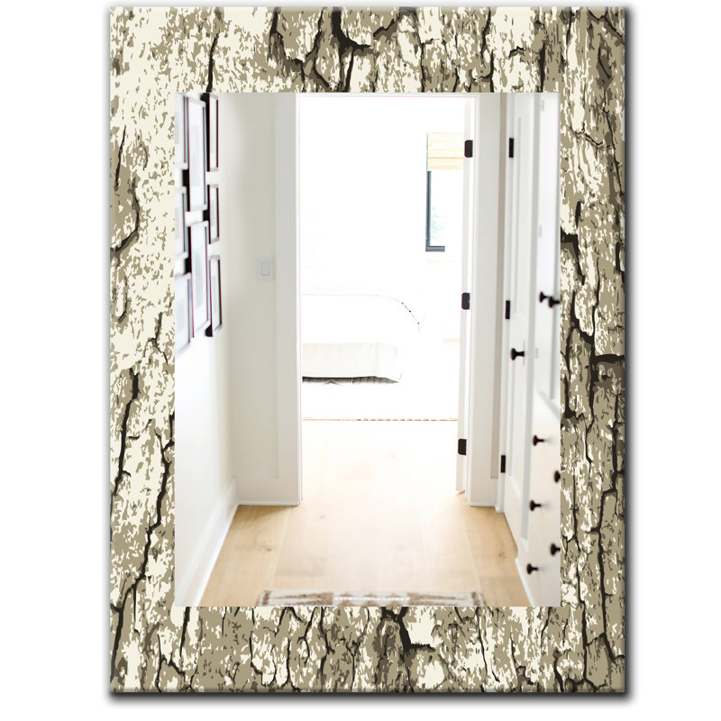 Miroir de salle de bain bohémien et éclectique/meuble-lavabo à écorce rétro, H 39,4 po x l 29,5 po