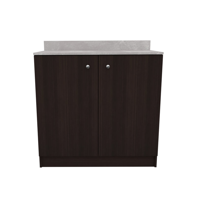 Ambrossia Slab Espresso 36.02'' W x 34.06'' H Laminate Standard Base Cabinet Ready-to-Assemble